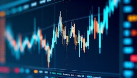 Candlestick chart showing market volatility